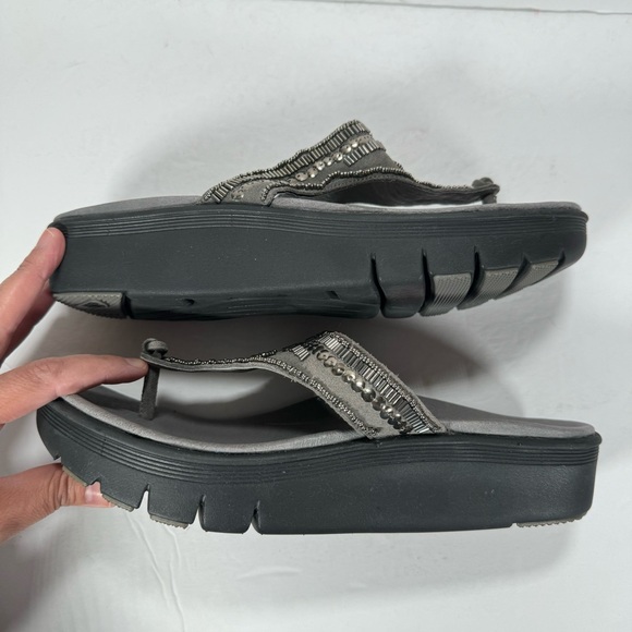 Abeo B.I.O. System Mystic Wedge Beaded Comfort Sandals Pewter Women’s Size 11 - Picture 8 of 11